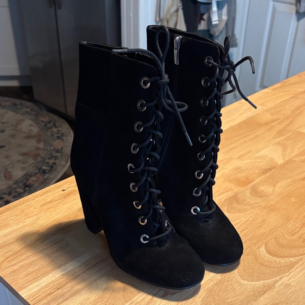 Elegant Black Lace-Up Boots for Women